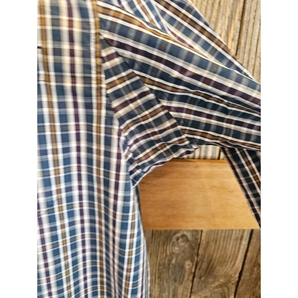 Wrinkle fighter relaxed fit long sleeve Duluth button up blue plaid LT L TALL ^ - Picture 4 of 7
